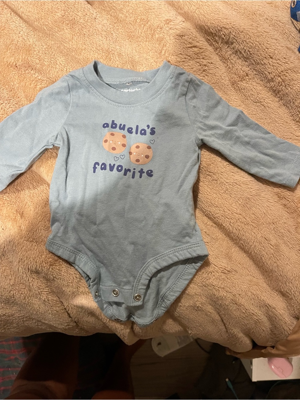 Carter's Light Blue Long-Sleeve Bodysuit with Cookie Graphic